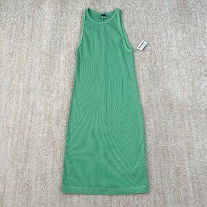 NWT Old Navy Ribbed Green Midi Dress XS High Neck